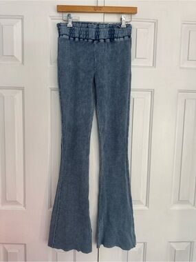 FP Movement by Free People Blue Ribbed Flare Pants